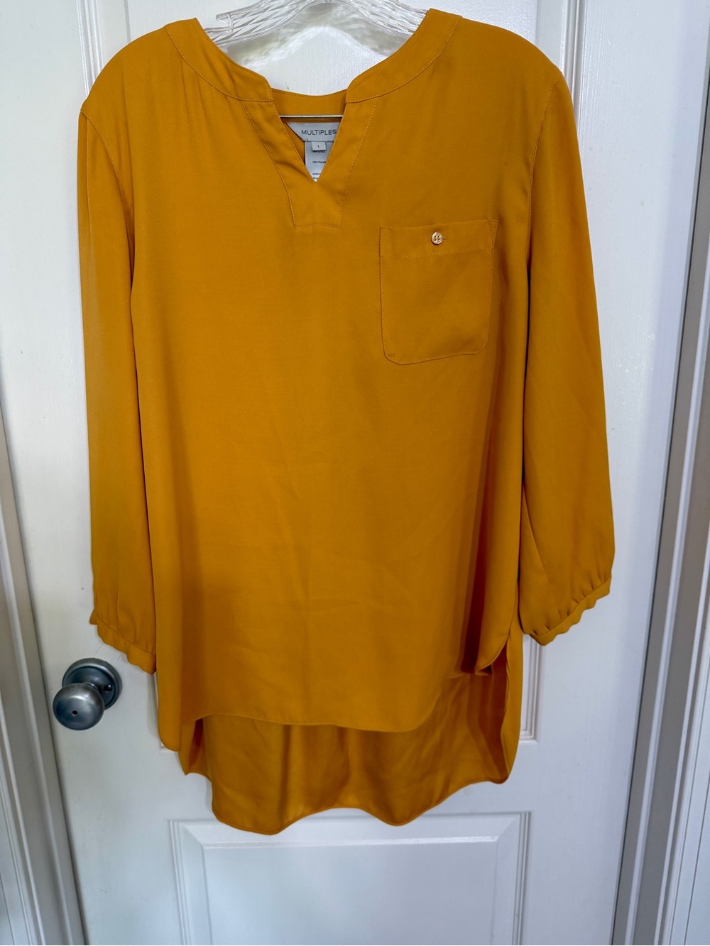 Multiples Mustard V-Neck Tunic with Pocket